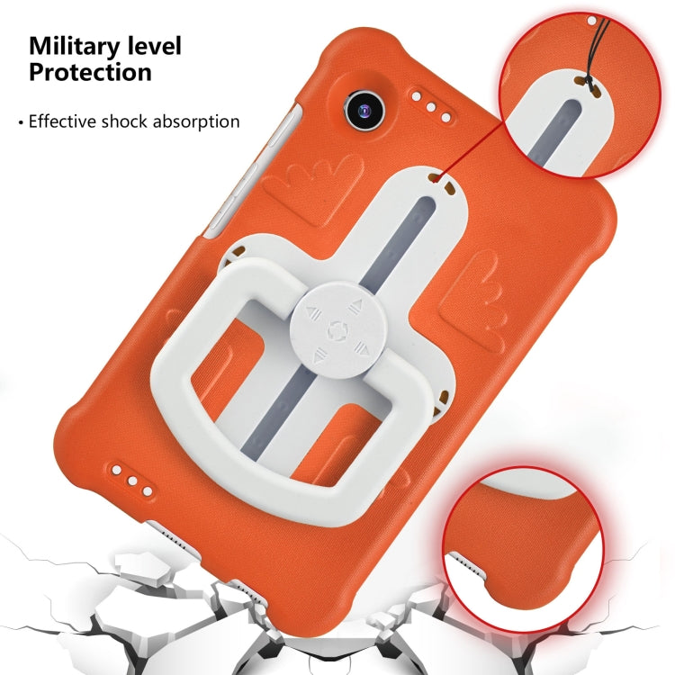 For Samsung Galaxy Tab A9 / A11 Shield 360 Rotation Handle EVA Shockproof PC Tablet Case(Orange Beige) by bashfashion
