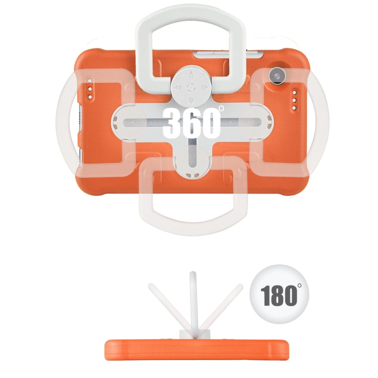 For Samsung Galaxy Tab A9 / A11 Shield 360 Rotation Handle EVA Shockproof PC Tablet Case(Orange Beige) by bashfashion