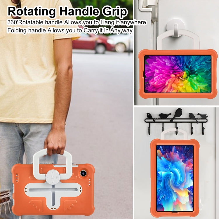 For Samsung Galaxy Tab A9 / A11 Shield 360 Rotation Handle EVA Shockproof PC Tablet Case(Orange Beige) by bashfashion