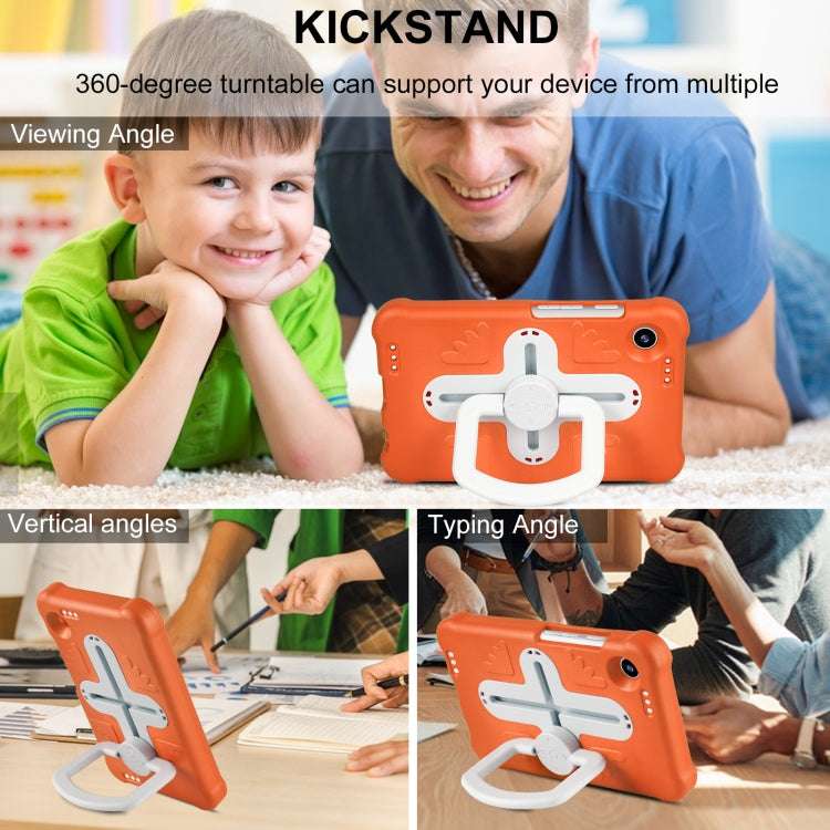 For Samsung Galaxy Tab A9 / A11 Shield 360 Rotation Handle EVA Shockproof PC Tablet Case(Orange Beige) by bashfashion