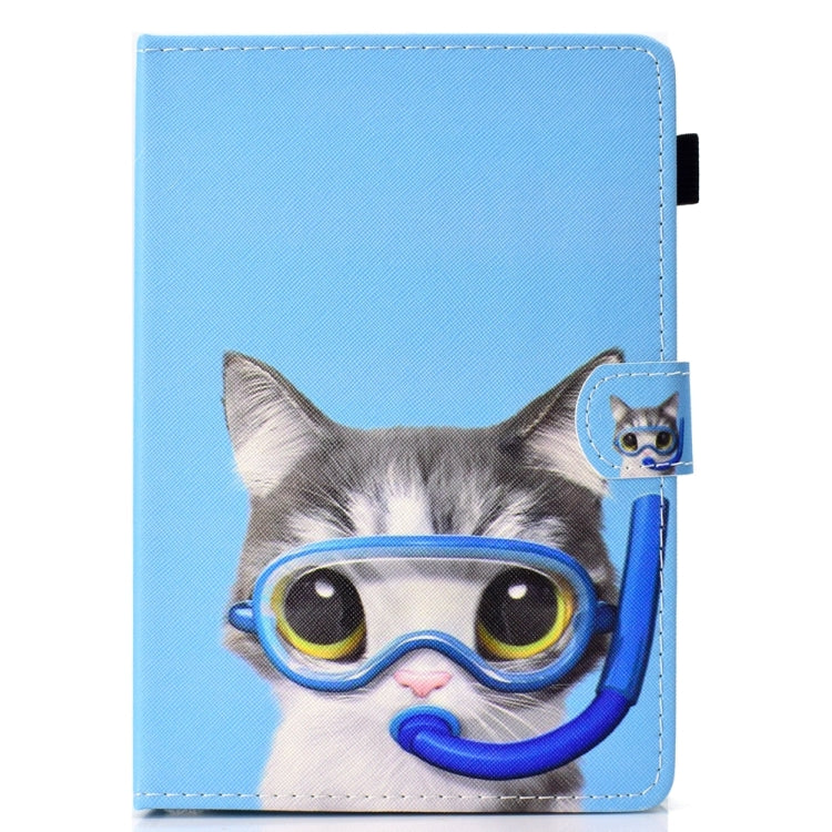 For 10 inch Universal Colored Drawing Stitching Leather Tablet Case(Diving Cat) by bashfashion