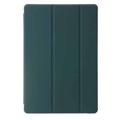 For Samsung Galaxy Tab S10 FE / S9 FE / S9 3-Fold Clear Acrylic Leather Tablet Case(Deep Green) by bashfashion