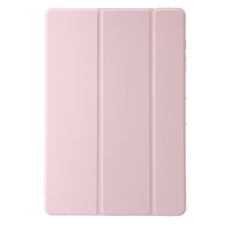 For Samsung Galaxy Tab S10 FE / S9 FE / S9 3-Fold Clear Acrylic Leather Tablet Case(Pink) by bashfashion