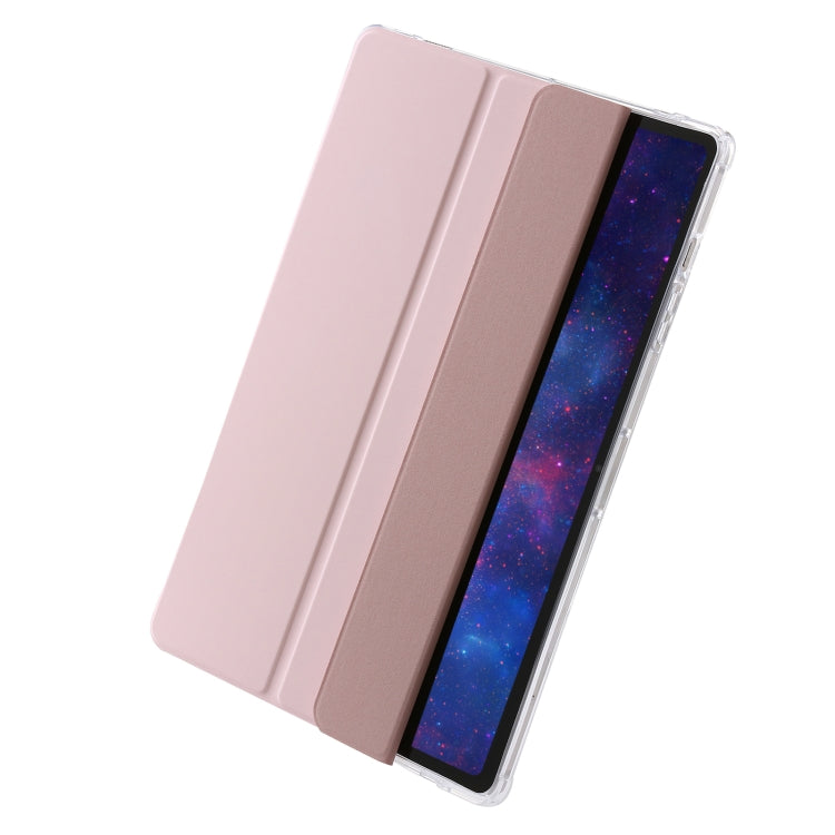 For Samsung Galaxy Tab S10 FE / S9 FE / S9 3-Fold Clear Acrylic Leather Tablet Case(Pink) by bashfashion