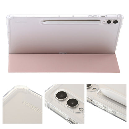 For Samsung Galaxy Tab S10 FE / S9 FE / S9 3-Fold Clear Acrylic Leather Tablet Case(Pink) by bashfashion