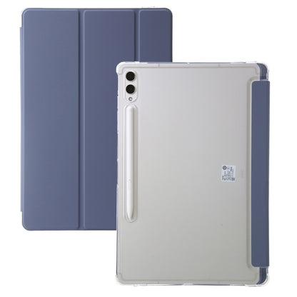For Samsung Galaxy Tab S9+ 3-Fold Clear Acrylic Leather Tablet Case(Lavender) by bashfashion