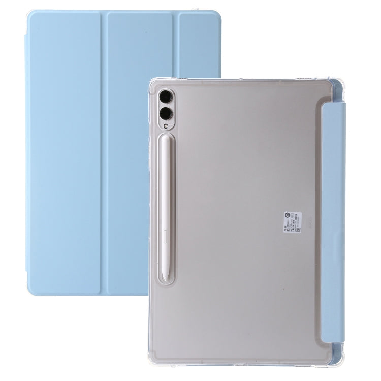 For Samsung Galaxy Tab S9+ 3-Fold Clear Acrylic Leather Tablet Case(Ice Blue) by bashfashion
