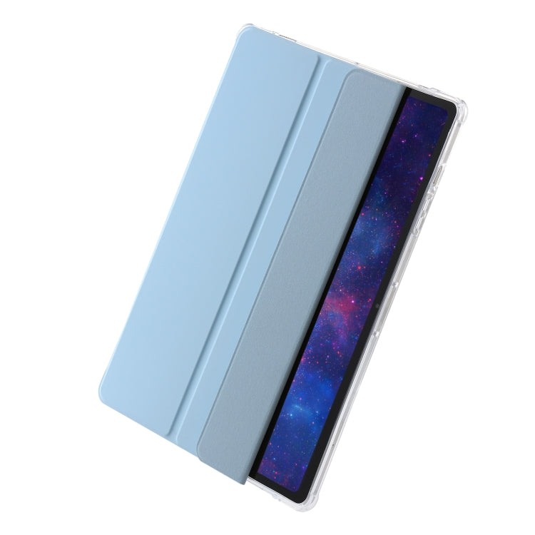 For Samsung Galaxy Tab S9+ 3-Fold Clear Acrylic Leather Tablet Case(Ice Blue) by bashfashion