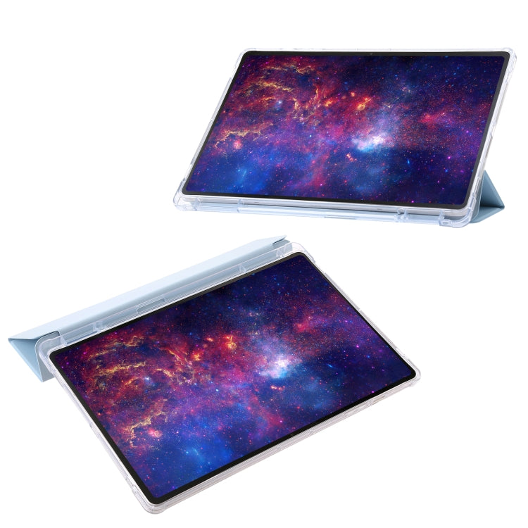 For Samsung Galaxy Tab S9+ 3-Fold Clear Acrylic Leather Tablet Case(Ice Blue) by bashfashion