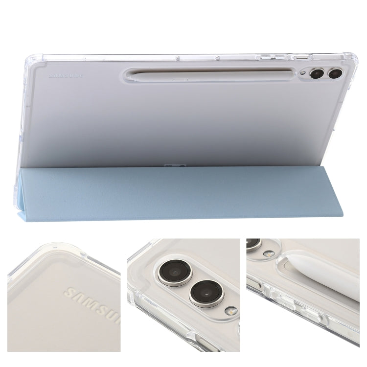 For Samsung Galaxy Tab S9+ 3-Fold Clear Acrylic Leather Tablet Case(Ice Blue) by bashfashion