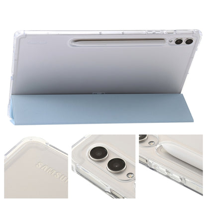 For Samsung Galaxy Tab S9+ 3-Fold Clear Acrylic Leather Tablet Case(Ice Blue) by bashfashion