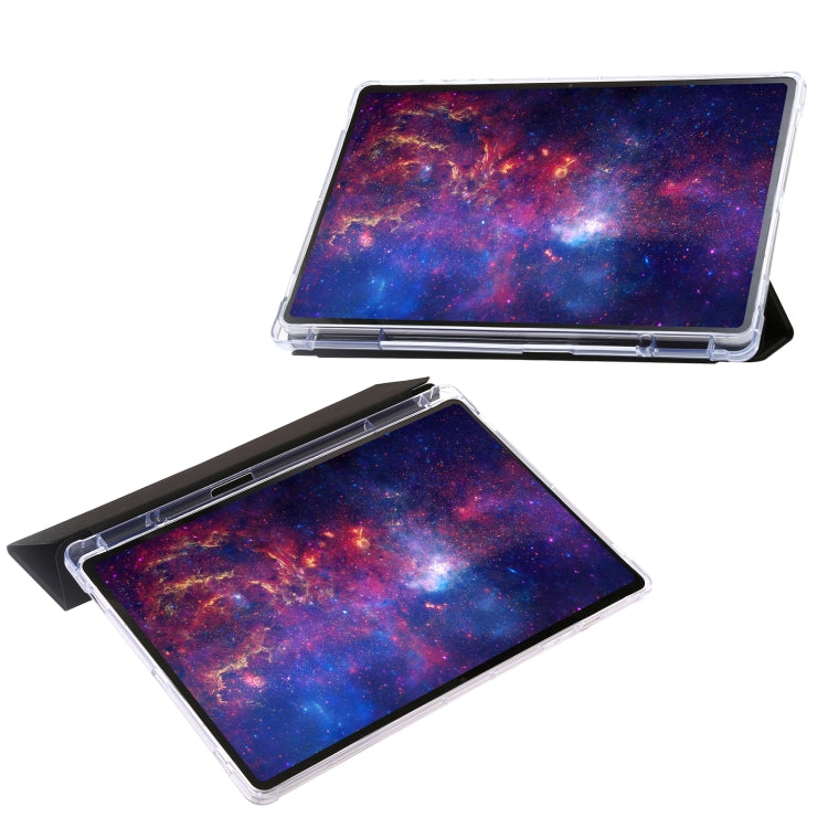 For Samsung Galaxy Tab S9+ 3-Fold Clear Acrylic Leather Tablet Case(Black) by bashfashion