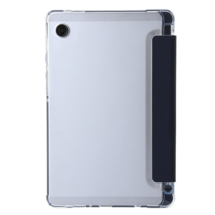 For Samsung Galaxy Tab A11 / A9 3-Fold Clear Acrylic Leather Tablet Case(Dark Blue) by bashfashion