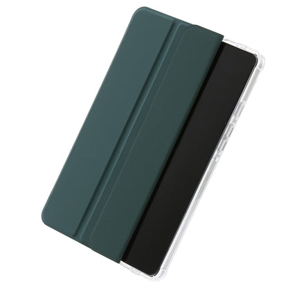 For Samsung Galaxy Tab A11 / A9 3-Fold Clear Acrylic Leather Tablet Case(Deep Green) by bashfashion