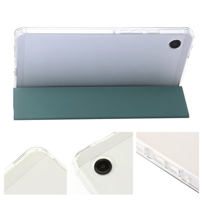For Samsung Galaxy Tab A11 / A9 3-Fold Clear Acrylic Leather Tablet Case(Deep Green) by bashfashion