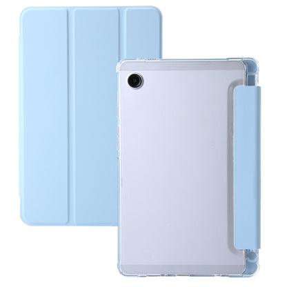 For Samsung Galaxy Tab A11 / A9 3-Fold Clear Acrylic Leather Tablet Case(Ice Blue) by bashfashion