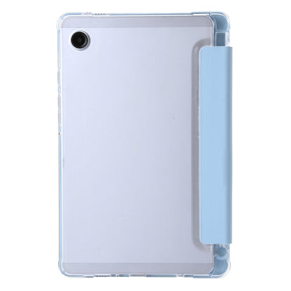 For Samsung Galaxy Tab A11 / A9 3-Fold Clear Acrylic Leather Tablet Case(Ice Blue) by bashfashion