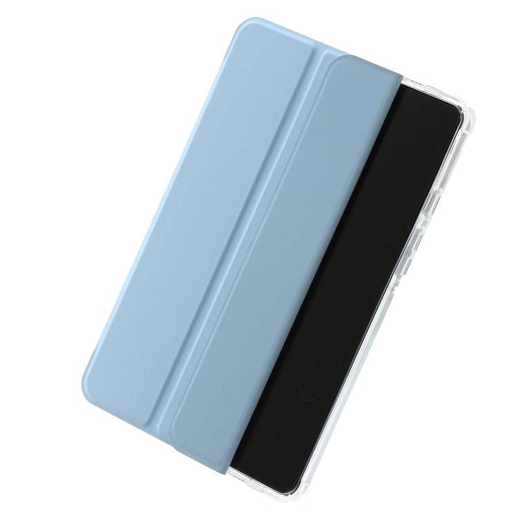 For Samsung Galaxy Tab A11 / A9 3-Fold Clear Acrylic Leather Tablet Case(Ice Blue) by bashfashion
