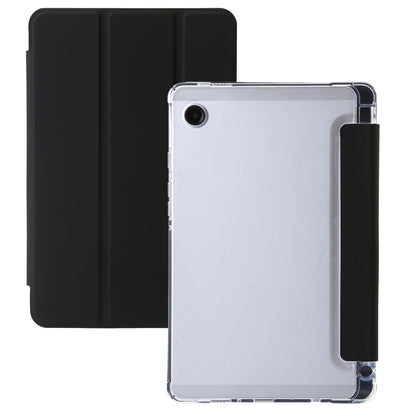 For Samsung Galaxy Tab A11 / A9 3-Fold Clear Acrylic Leather Tablet Case(Black) by bashfashion