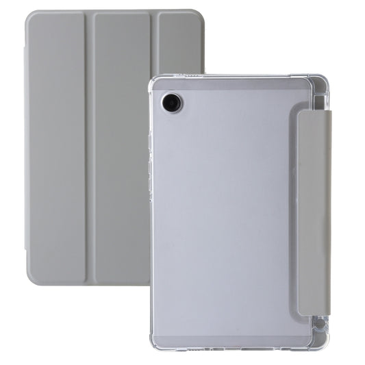 For Samsung Galaxy Tab A11 / A9 3-Fold Clear Acrylic Leather Tablet Case(Grey) by bashfashion