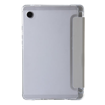 For Samsung Galaxy Tab A11 / A9 3-Fold Clear Acrylic Leather Tablet Case(Grey) by bashfashion