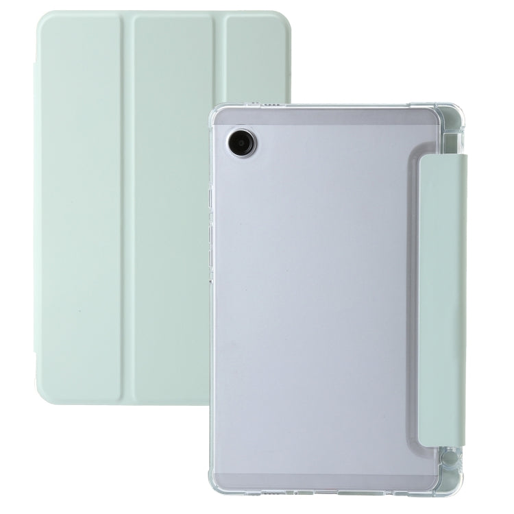 For Samsung Galaxy Tab A9+ 3-Fold Clear Acrylic Leather Tablet Case(Green) by bashfashion