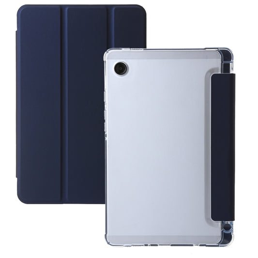 For Samsung Galaxy Tab A9+ 3-Fold Clear Acrylic Leather Tablet Case(Dark Blue) by bashfashion