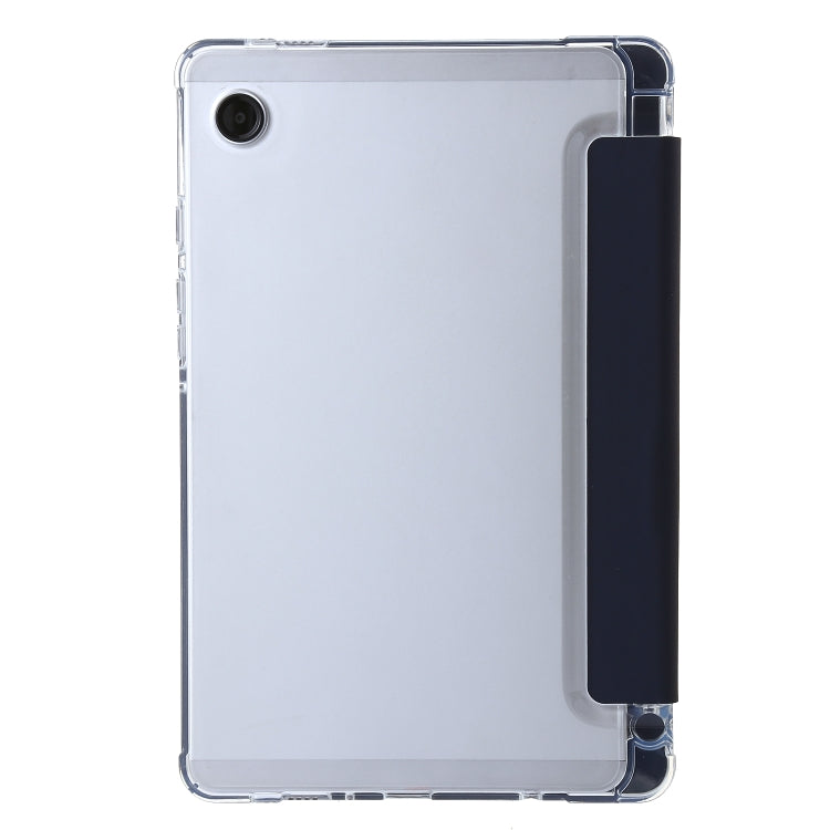 For Samsung Galaxy Tab A9+ 3-Fold Clear Acrylic Leather Tablet Case(Dark Blue) by bashfashion