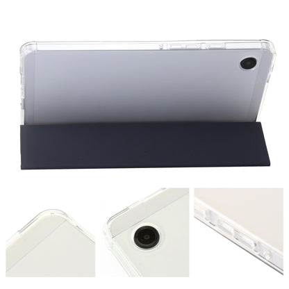 For Samsung Galaxy Tab A9+ 3-Fold Clear Acrylic Leather Tablet Case(Dark Blue) by bashfashion