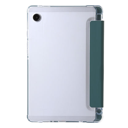 For Samsung Galaxy Tab A9+ 3-Fold Clear Acrylic Leather Tablet Case(Deep Green) by bashfashion