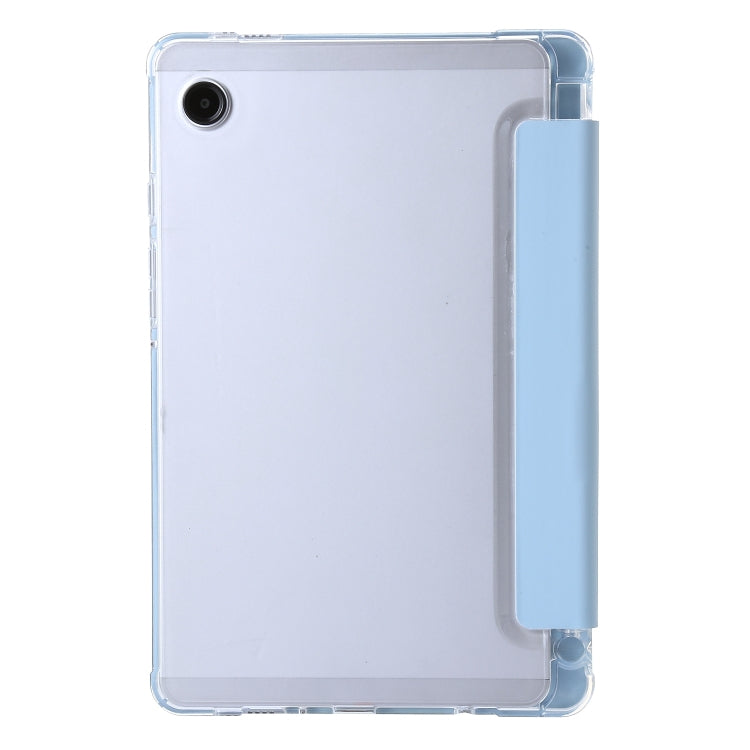 For Samsung Galaxy Tab A9+ 3-Fold Clear Acrylic Leather Tablet Case(Ice Blue) by bashfashion