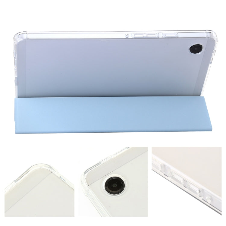 For Samsung Galaxy Tab A9+ 3-Fold Clear Acrylic Leather Tablet Case(Ice Blue) by bashfashion