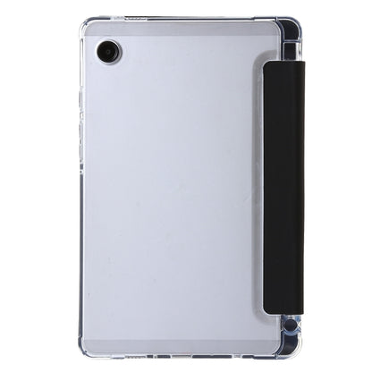 For Samsung Galaxy Tab A9+ 3-Fold Clear Acrylic Leather Tablet Case(Black) by bashfashion
