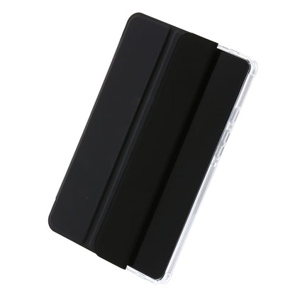 For Samsung Galaxy Tab A9+ 3-Fold Clear Acrylic Leather Tablet Case(Black) by bashfashion