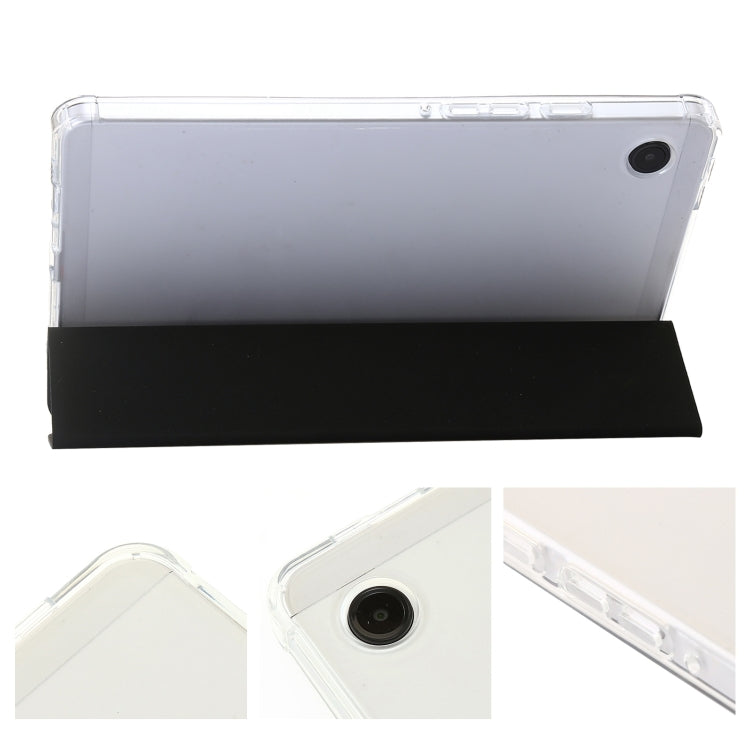 For Samsung Galaxy Tab A9+ 3-Fold Clear Acrylic Leather Tablet Case(Black) by bashfashion