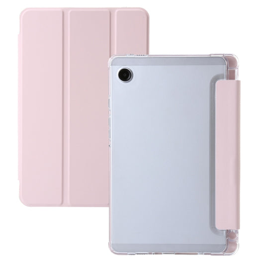 For Samsung Galaxy Tab A9+ 3-Fold Clear Acrylic Leather Tablet Case(Pink) by bashfashion