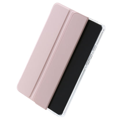 For Samsung Galaxy Tab A9+ 3-Fold Clear Acrylic Leather Tablet Case(Pink) by bashfashion