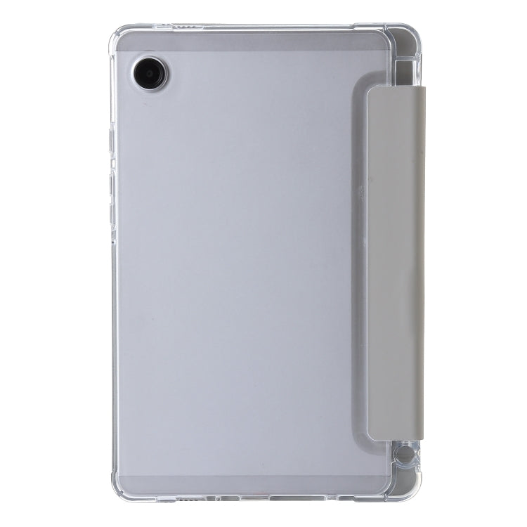 For Samsung Galaxy Tab A9+ 3-Fold Clear Acrylic Leather Tablet Case(Grey) by bashfashion