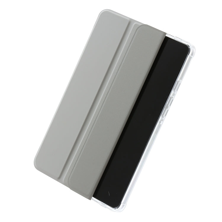 For Samsung Galaxy Tab A9+ 3-Fold Clear Acrylic Leather Tablet Case(Grey) by bashfashion