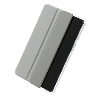 For Samsung Galaxy Tab A9+ 3-Fold Clear Acrylic Leather Tablet Case(Grey) by bashfashion
