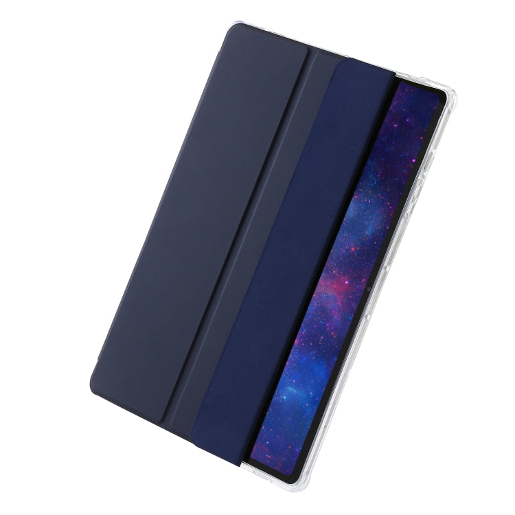 For Samsung Galaxy Tab S10 Ultra 3-Fold Clear Acrylic Leather Tablet Case(Dark Blue) by bashfashion