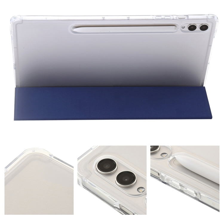 For Samsung Galaxy Tab S10 Ultra 3-Fold Clear Acrylic Leather Tablet Case(Dark Blue) by bashfashion