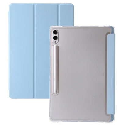 For Samsung Galaxy Tab S10 Ultra 3-Fold Clear Acrylic Leather Tablet Case(Ice Blue) by bashfashion