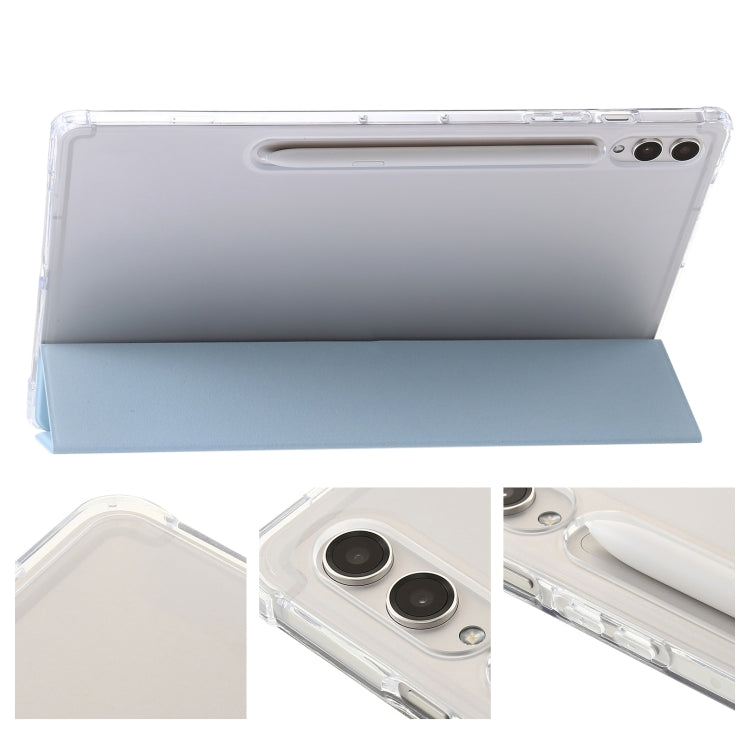For Samsung Galaxy Tab S10 Ultra 3-Fold Clear Acrylic Leather Tablet Case(Ice Blue) by bashfashion