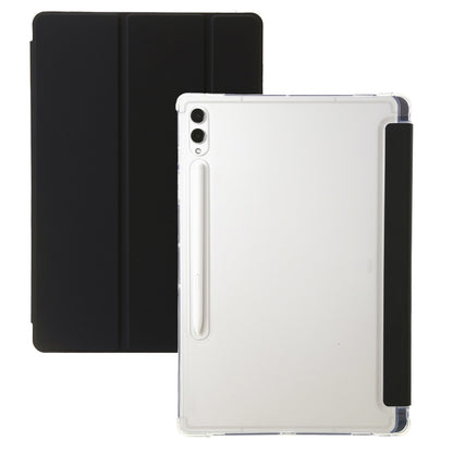For Samsung Galaxy Tab S10 Ultra 3-Fold Clear Acrylic Leather Tablet Case(Black) by bashfashion