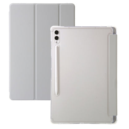 For Samsung Galaxy Tab S10 Ultra 3-Fold Clear Acrylic Leather Tablet Case(Grey) by bashfashion