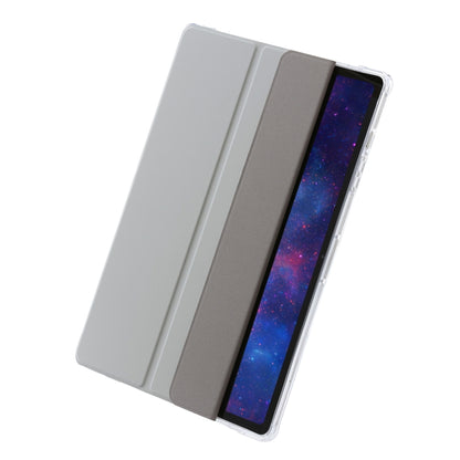 For Samsung Galaxy Tab S10 Ultra 3-Fold Clear Acrylic Leather Tablet Case(Grey) by bashfashion