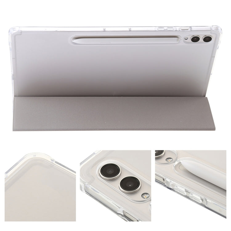 For Samsung Galaxy Tab S10 Ultra 3-Fold Clear Acrylic Leather Tablet Case(Grey) by bashfashion