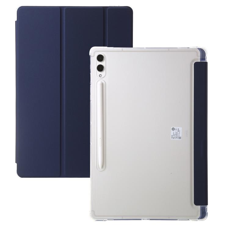 For Samsung Galaxy Tab S10 FE+ 3-Fold Clear Acrylic Leather Tablet Case(Dark Blue) by bashfashion