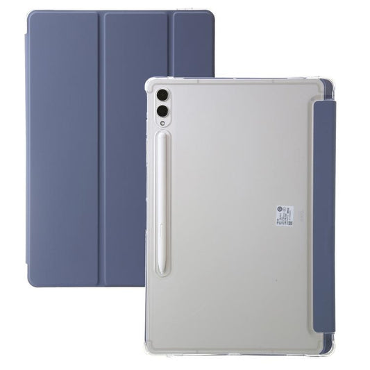 For Samsung Galaxy Tab S10 FE+ 3-Fold Clear Acrylic Leather Tablet Case(Lavender) by bashfashion